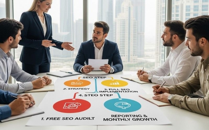 Graph showing website traffic growth and improved search rankings by the Top SEO Agency in Sharjah