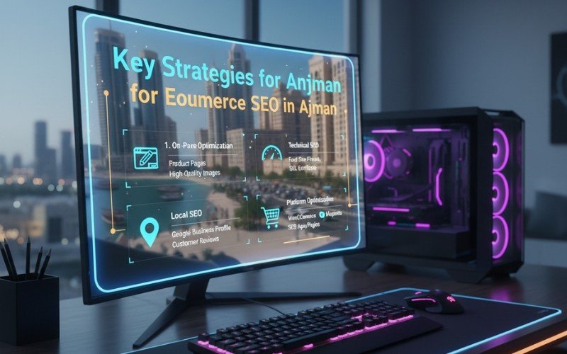 Ajman online store owner implementing Ecommerce SEO strategies for better visibility
