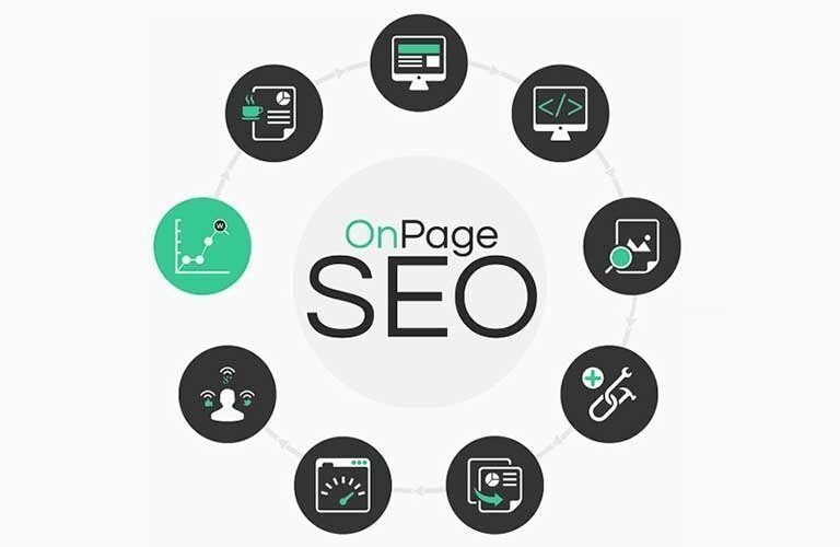 Infographic showing key on-page SEO elements for websites in Ajman