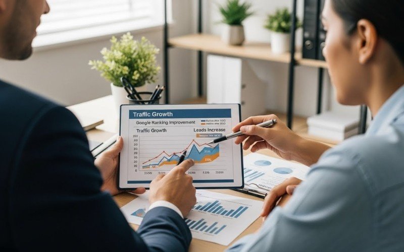 Traffic growth chart showing results from SEO packages in Ajman