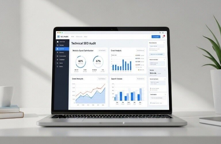 Technical SEO audit dashboard showing website speed and crawl analysis representing Best Technical SEO Services in Ras Al Khaimah
