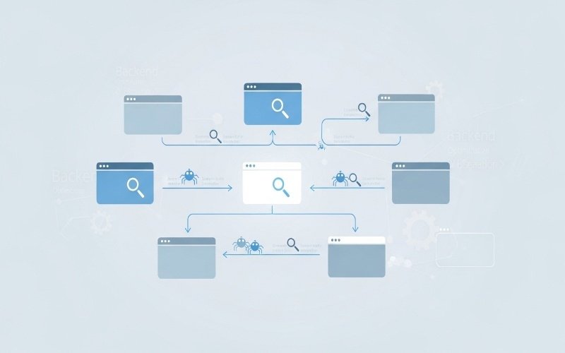 Expert Technical SEO Services in Fujairah showing website structure, internal linking, and search engine crawling process