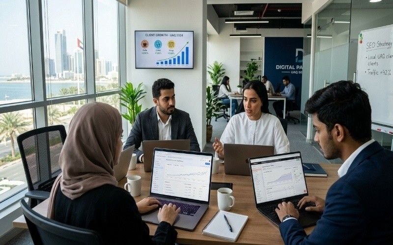 SEO experts in Umm Al Quwain helping UAE businesses rank higher on Google with local SEO services and analytics dashboard insights
