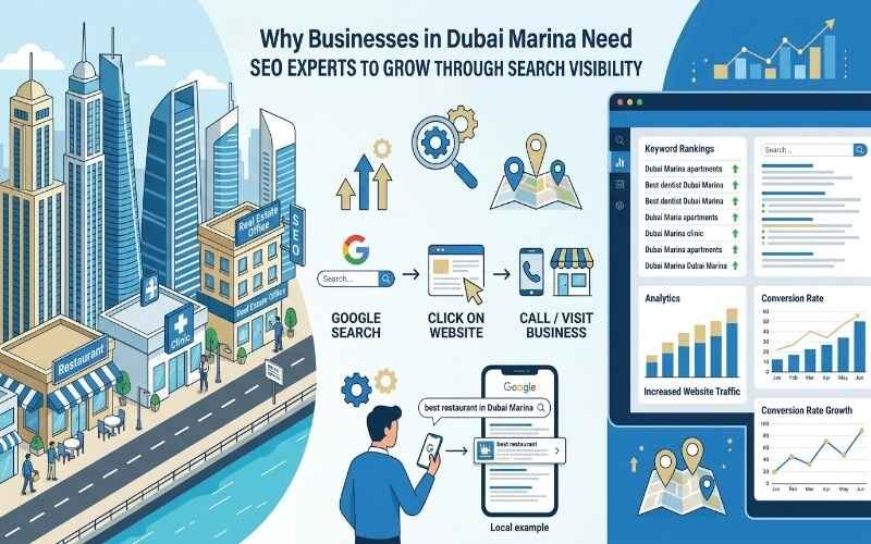 SEO Experts in Dubai Marina helping local businesses improve search visibility, increase website traffic, and generate more customer inquiries through Google search rankings.