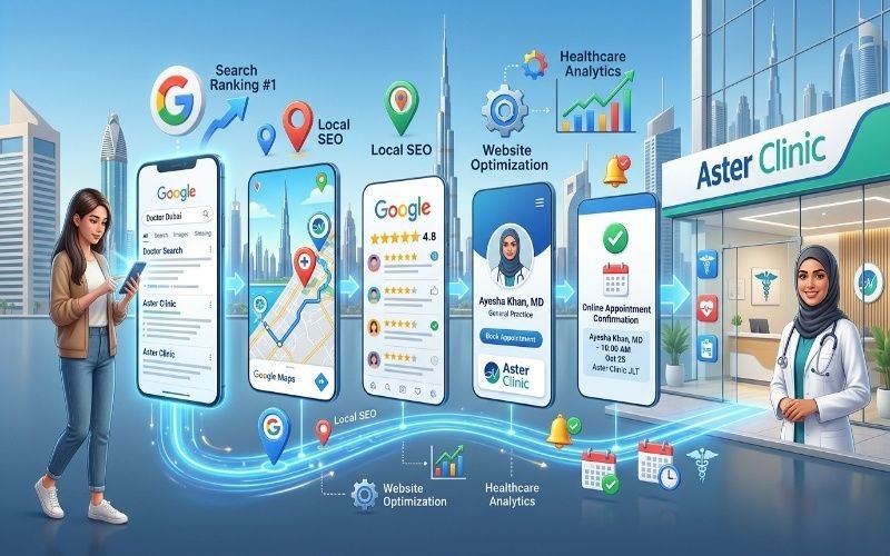 SEO services for Doctors in Dubai to improve online visibility, Google rankings, and patient bookings.