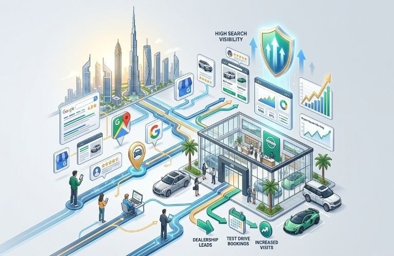 SEO for Car Dealerships Dubai with Google Maps and search visibility