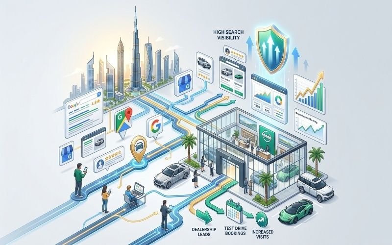 SEO for Car Dealerships Dubai with Google Maps and search visibility