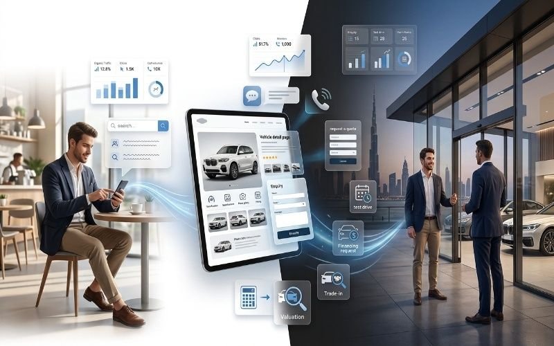 SEO for Car Dealerships Dubai with mobile search, vehicle listings, and test drive services.