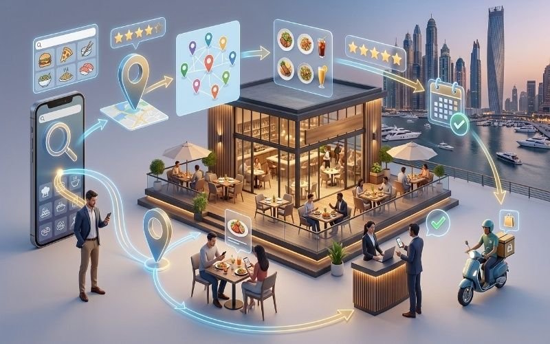 Local SEO for restaurants in Dubai with Maps and online bookings