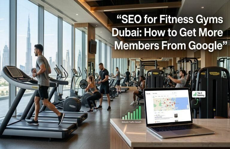 SEO for fitness gyms in Dubai with Google search and local visibility concept