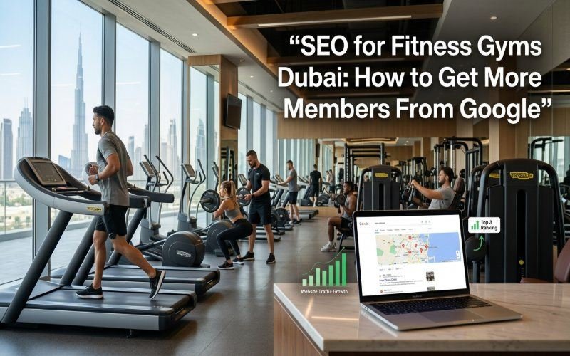 SEO for fitness gyms in Dubai with Google search and local visibility concept