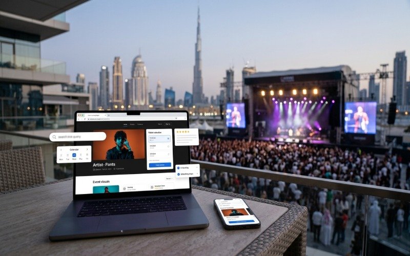 SEO optimised event and ticketing pages for entertainment businesses in Dubai