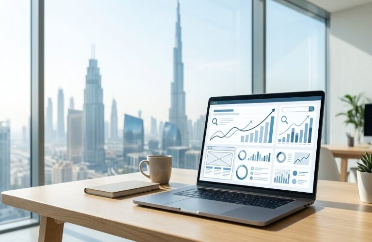SEO for software companies in Dubai with analytics dashboard