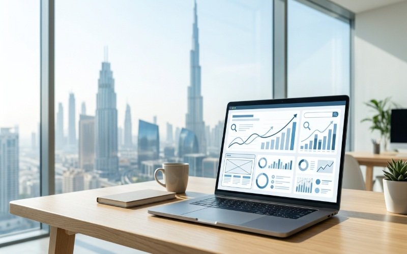 SEO for software companies in Dubai with analytics dashboard